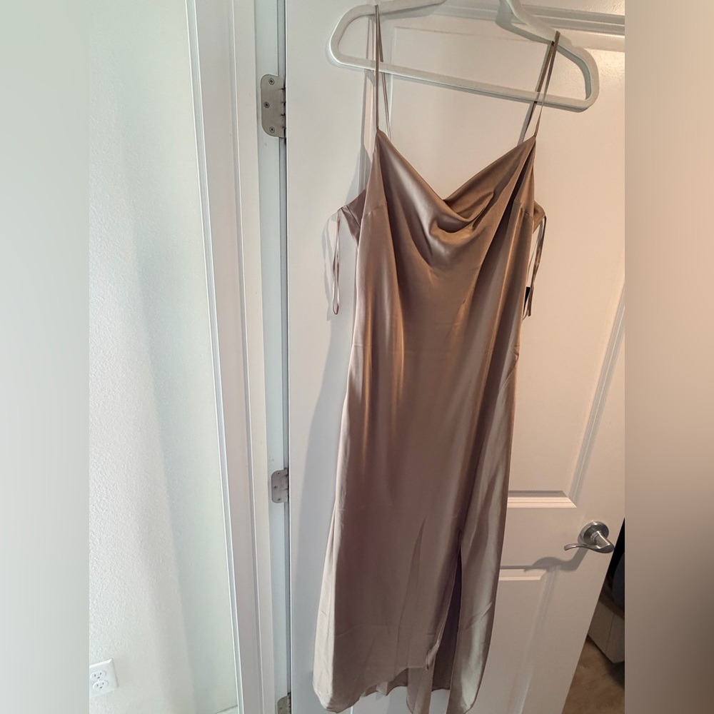 Express Tan Satin Slip Dress